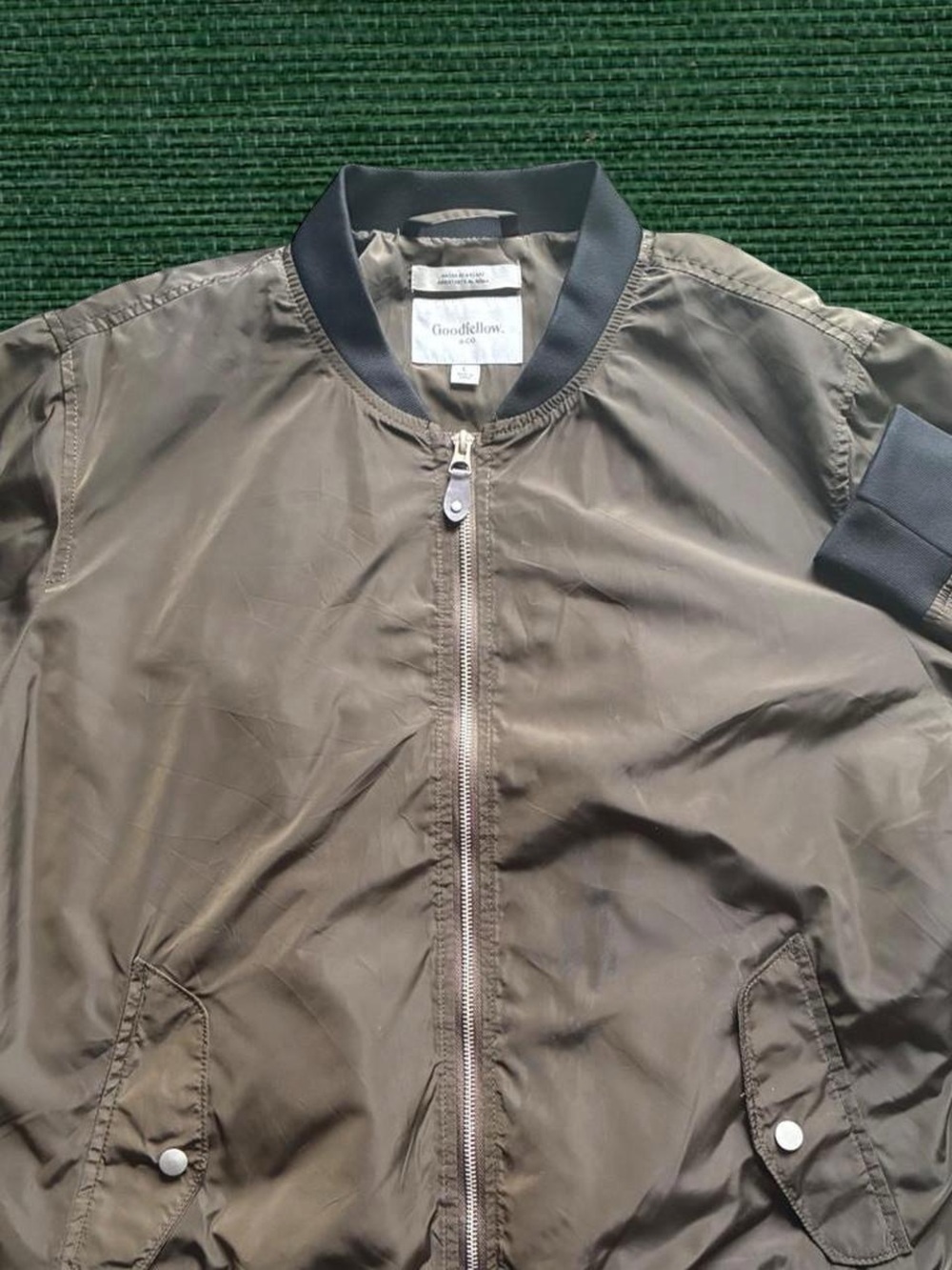 Goodfellow & Co Olive Green Bomber Jacket with Black Trim
